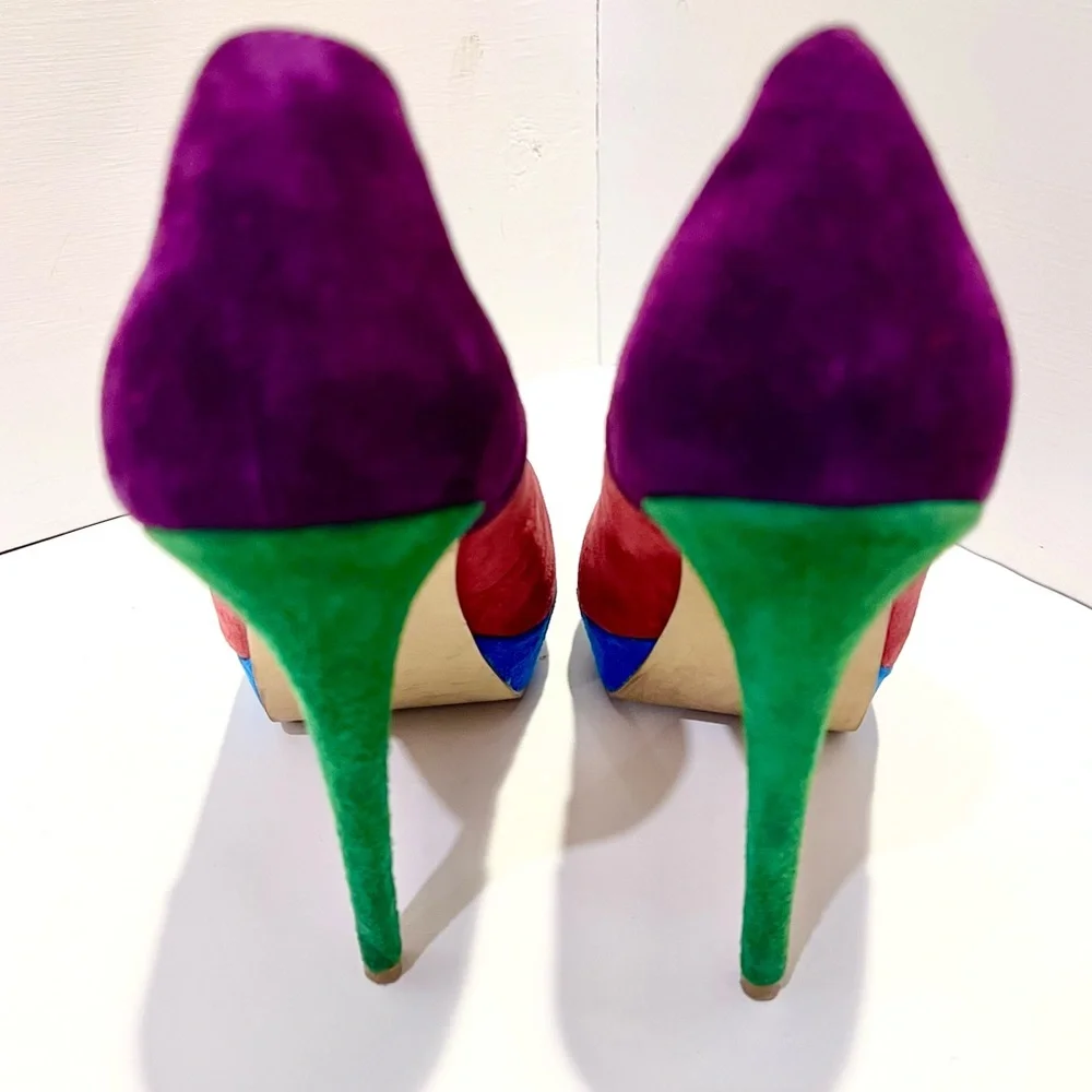 Charles David Velvet Multi-colored Heel Pumps. Size 8.5 EUC - Picture 7 of 8